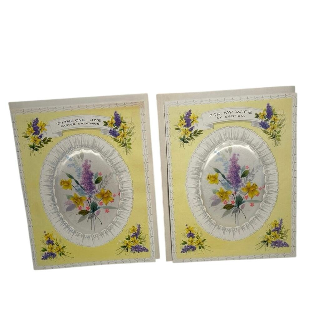 1950s Easter Am Greetings “Prestige Series", "Faux Lace Die-Cut", NOS Lot of 2